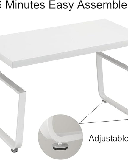 HSH White Coffee Table, Modern Simple Rectangle Living Room Table, Industrial Wood and Metal Legs Center Table for Bedroom, Farmhouse Minimalist Wooden Cocktail Tea Coffee Table, White Oak, 47 Inch - LeafyLoom