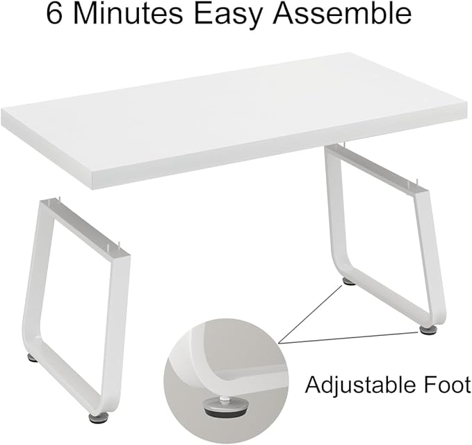 HSH White Coffee Table, Modern Simple Rectangle Living Room Table, Industrial Wood and Metal Legs Center Table for Bedroom, Farmhouse Minimalist Wooden Cocktail Tea Coffee Table, White Oak, 47 Inch - LeafyLoom
