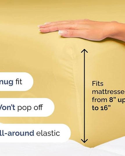Twin Size 3 Piece Sheet Set - Comfy Breathable & Cooling Sheets - Hotel Luxury Bed Sheets for Women & Men - Deep Pockets, Easy-Fit, Extra Soft & Wrinkle Free Sheets - Yellow Oeko-Tex Bed Sheet Set - LeafyLoom