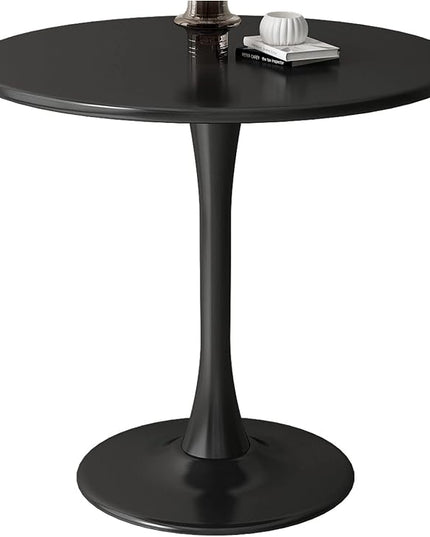 31.5 inch Black Round Table Modern Dining Table Tulip Round Kitchen Table Mid Century Coffee Table for Living Room - LeafyLoom