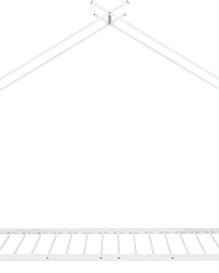 Twin Size Kids Montessori Floor Bed,House Bed Frame with High Headboard,Twin Floor Bed with Roof for Boys Girls,Floor Bed Metal Frame (White) - LeafyLoom