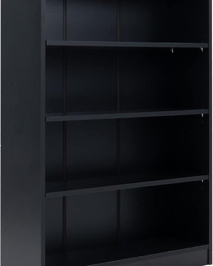 Farini Black Bookshelf for Bedroom 4 Shelf Office Bookcase 48 Inches Tall Modern Wood Bookshelf for Living Room 4 Tier Wide Manga Bookshelf Library Bookcase - LeafyLoom