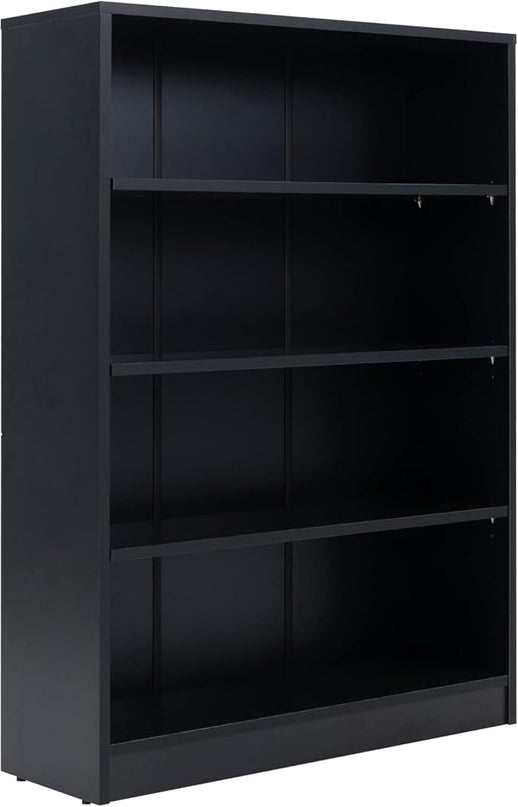 Farini Black Bookshelf for Bedroom 4 Shelf Office Bookcase 48 Inches Tall Modern Wood Bookshelf for Living Room 4 Tier Wide Manga Bookshelf Library Bookcase - LeafyLoom