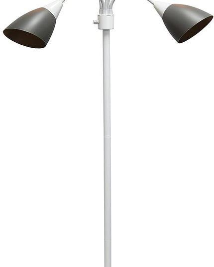 Simple Designs LF2006-GOW 67" Contemporary Multi Head Medusa 5 Light Adjustable Gooseneck White Floor Lamp with Gray Shades for Kids Bedroom Playroom Living Room Office - LeafyLoom