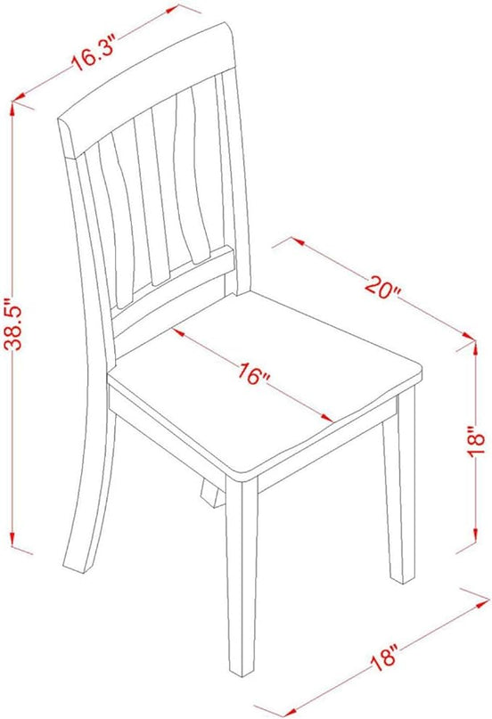 East West Furniture ANC-OAK-W Antique Dining Room Chairs - Slat Back Wooden Seat Chairs, Set of 2, Oak - LeafyLoom