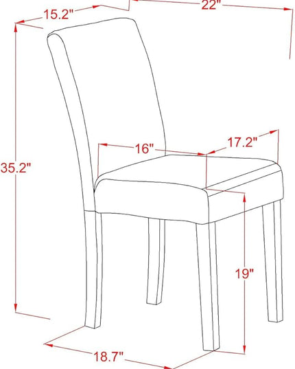 East West Furniture ANAB3-MAH-18 Antique 3 Piece Modern Set Contains a Round Kitchen Table with Pedestal and 2 Coffee Linen Fabric Parson Dining Chairs, 36x36 Inch - LeafyLoom