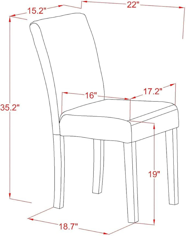 East West Furniture ANAB3-MAH-18 Antique 3 Piece Modern Set Contains a Round Kitchen Table with Pedestal and 2 Coffee Linen Fabric Parson Dining Chairs, 36x36 Inch - LeafyLoom