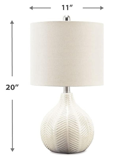 Signature Design by Ashley Rainermen 20" Modern Herringbone Ceramic Table Lamp, Off White - LeafyLoom