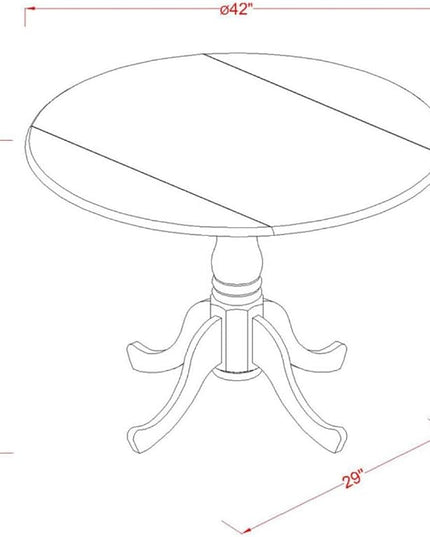 East West Furniture DMT-MAH-TP Dublin Kitchen Table - a Round Dining Table Top with Dropleaf & Pedestal Base, 42x42 Inch, Mahogany - LeafyLoom