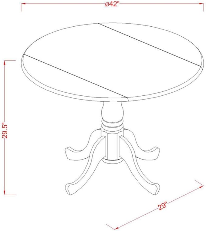 East West Furniture DMT-MAH-TP Dublin Kitchen Table - a Round Dining Table Top with Dropleaf & Pedestal Base, 42x42 Inch, Mahogany - LeafyLoom