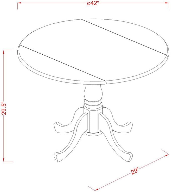 East West Furniture DLAV3-OAK-W 3 Piece Dining Room Furniture Set Contains a Round Kitchen Table with Dropleaf and 2 Dining Chairs, 42x42 Inch, Oak - LeafyLoom