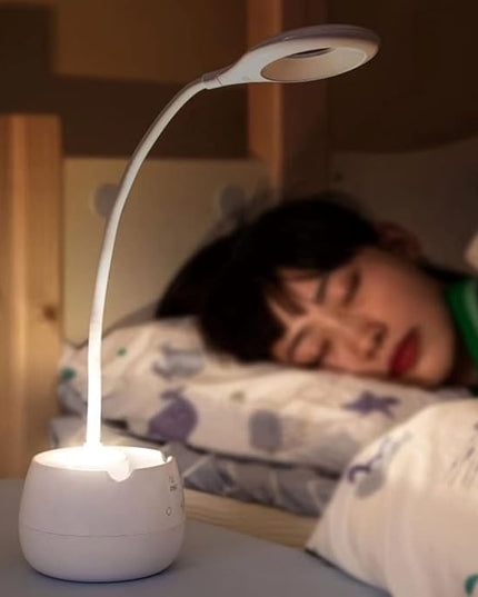 LED Desk Lamp with Pen Holder, Flexible Gooseneck Adjustable Brightness Level Reading Light, 2000mAh Rechargeable Eye-Caring with USB Port Touch Control - LeafyLoom
