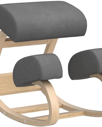 Ergonomic Kneeling Office Chair - Rocking Home & Work Wooden Computer Desk Chairs, Back & Neck Spine Pain, Better Posture, Ergo Knee Support Stool, Cross Legged Sitting (Gray) - LeafyLoom