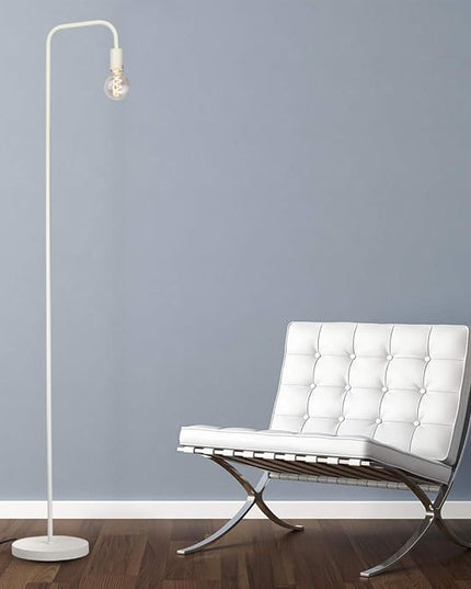 O’Bright Industrial Floor Lamp for Living Room, Metal Lamp, UL Certified Ceramic E26 Socket, Minimalist Design for Decorative Lighting, Stand Lamp for Bedroom/Office/Dorm, ETL Listed (White) - LeafyLoom