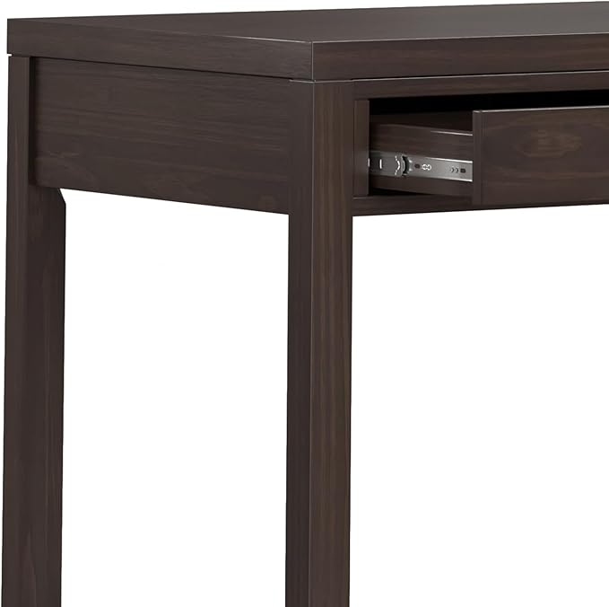 SIMPLIHOME Hollander SOLID WOOD Contemporary Modern Wide Office Desk, Writing, Workstation and Study Table, 72 inch, Warm Walnut Brown - LeafyLoom