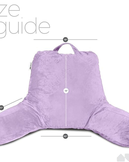 Milliard Reading Pillow with Shredded Memory Foam, Large Adult Backrest with Arms, Back Support for Sitting Up in Bed with Washable Cover (Sit up Pillow) (Lavender) - LeafyLoom