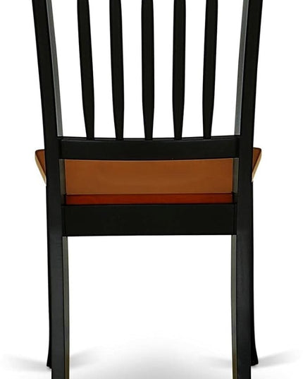 East West Furniture DAC-BCH-W Danbury Dining Room Chairs - Slat Back Solid Wood Seat Chairs, Set of 2, Black & Cherry - LeafyLoom