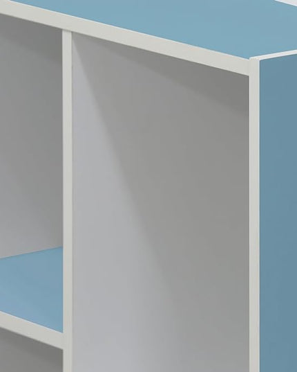 Furinno Luder Bookcase / Book / Storage , 5-Tier, White / Light Blue - LeafyLoom