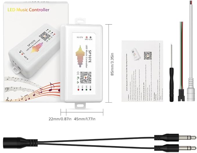BTF-LIGHTING FCOB RGB WS2811 IC WS2812B WS2811 WS2813 SP107E Music Bluetooth Full Color Controller Support Almost All The LED IC Chip Suit for LED Strip,Matrix Panel,Module Buli-in Mic/AUX Input BTF-LIGHTING