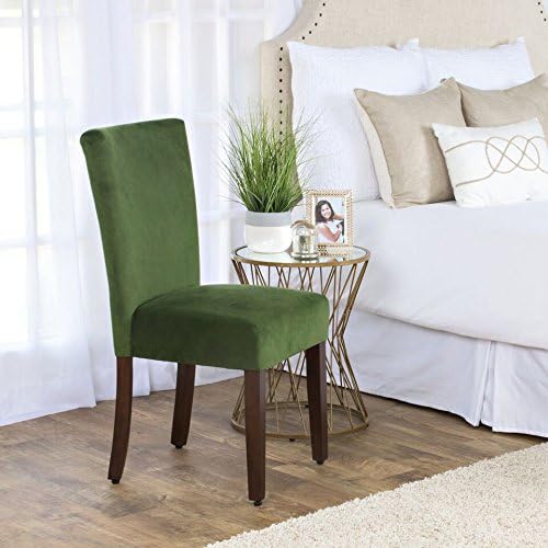 HomePop Parsons Classic Upholstered Accent Dining Chair, Set of 2, Dark Green Velvet - LeafyLoom