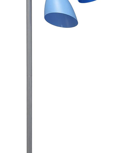 Simple Designs LF2006-SBG 67" Contemporary Multi Head Medusa 5 Light Adjustable Gooseneck Silver Floor Lamp with Blue, White, Gray Shades for Kids Bedroom Playroom Living Room Office - LeafyLoom