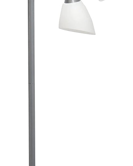 Simple Designs LF2006-SVW 67" Contemporary Multi Head Medusa 5 Light Adjustable Gooseneck Silver Floor Lamp with White Shades for Kids Bedroom Playroom Living Room Office - LeafyLoom
