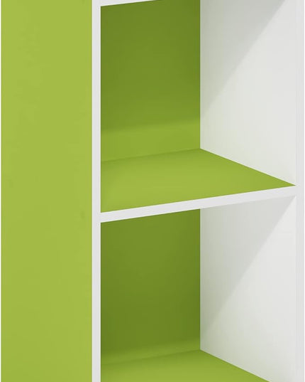 Furinno Luder Bookcase / Book / Storage, 2-Tier Cube, Green/White - LeafyLoom