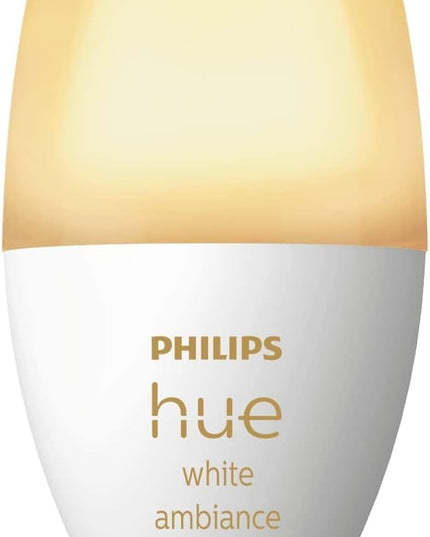 Philips Hue Smart 40W B39 Candle-Shaped LED Bulb - White Ambiance Warm-to-Cool White Light - 4 Pack - 450LM - E12 - Indoor - Control with Hue App - Works with Alexa Google Assistant and Apple Homekit PhilipsHue