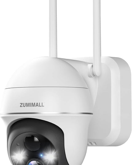 2K Security Camera Outdoor Wireless WiFi with 360° PTZ, ZUMIMALL Battery Powered Wireless Cameras for Home Surveillance, Spotlight & Siren/PIR Detection/3MP Color Night Vision/2-Way Talk/IP66/Cloud/SD ZUMIMALL