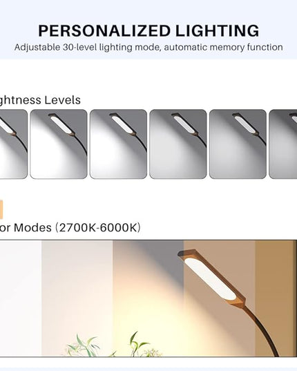 LED Desk Lamp, Touch Adjustable Table Lamp with USB Charging Port 5 Modes and 6 Brightness Levels Eye Protection Reading Light 48 LED Memory Function Desk Lights for Home Office Black - LeafyLoom