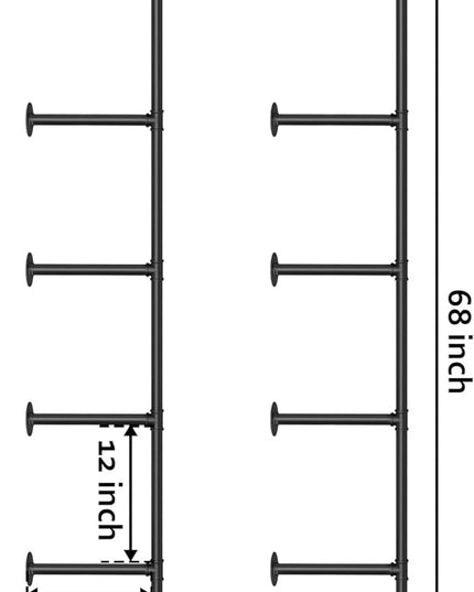 Pynsseu Industrial Iron Pipe Shelf Wall Mount, Farmhouse DIY Open Bookshelf, Pipe Shelves for Kitchen Bathroom, bookcases Living Room Storage, 2Pack of 5 Tier - LeafyLoom