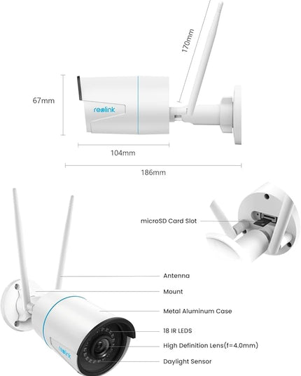 REOLINK Plug-in Outdoor WiFi Security Camera, 5MP HD Dual Band Wired Wi-Fi Camera for Home Security-2.4/5 Ghz, Smart Detection, Motion Detection, Night Vision, IP67 Waterproof, RLC-510WA REOLINK