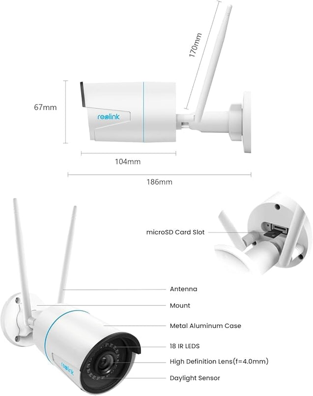 REOLINK Plug-in Outdoor WiFi Security Camera, 5MP HD Dual Band Wired Wi-Fi Camera for Home Security-2.4/5 Ghz, Smart Detection, Motion Detection, Night Vision, IP67 Waterproof, RLC-510WA REOLINK
