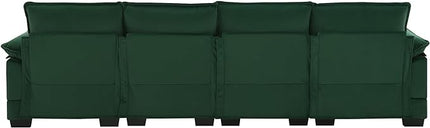 Symmetrical Modular Sectional Sofa with Chaise Lounge, 6 Seater Velvet Upholstered Cloud Couch, U Shaped Oversized Sleeper Sofa&Couches with Thicked Cushion & Detackable Backrest Living Room - LeafyLoom