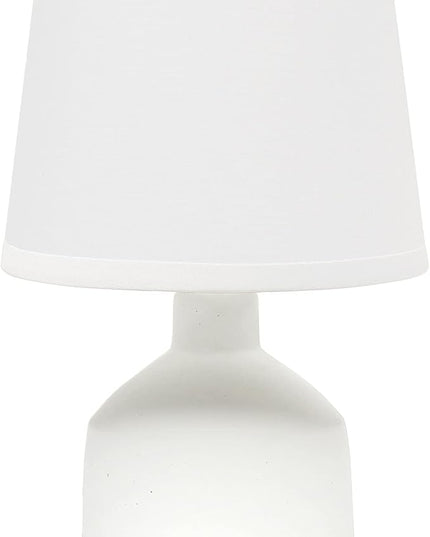 Simple Designs LT2080-OFF Mini Bocksbeutal Concrete Table Desk Lamp with Tapered Drum Fabric White Shade, Off White (Pack of 12) - LeafyLoom