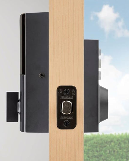 Kwikset 914 Contemporary Keypad SmartCode Electronic Deadbolt Smart Lock featuring SmartKey Security and ZigBee 3.0 Technology in Matte Black Kwikset