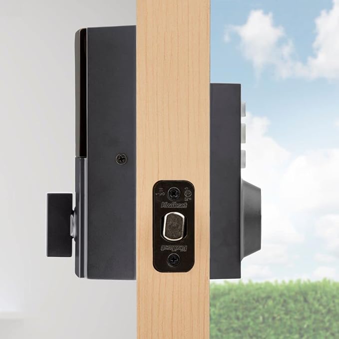 Kwikset 914 Contemporary Keypad SmartCode Electronic Deadbolt Smart Lock featuring SmartKey Security and ZigBee 3.0 Technology in Matte Black Kwikset