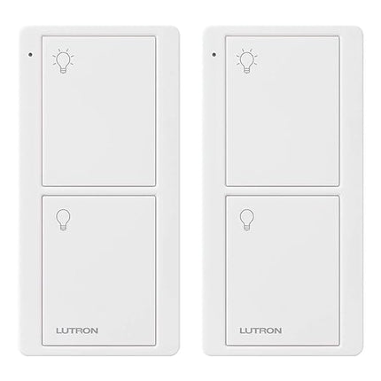 Lutron Pico Remote for Caseta Smart Switch, 2-Button Control , On/Off Control, For Table Top or Wallmount Use, PJ2-2B-GWH-L01-2, White, 2 Pack Lutron