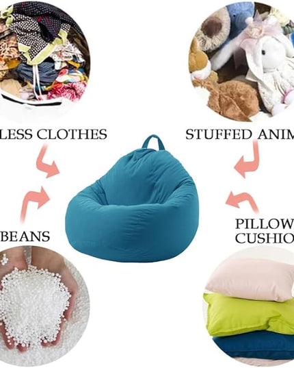 3 Ft Bean Bag Chair Cover (No Filler) Stuffed Animal Storage Bean Bag Cover for Pets Dogs/Cats Bed Corduroy Stuffed for Organizing Plush Toys - LeafyLoom