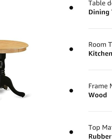 East West Furniture EMT-OBK-TP Eden Dining Table - a Round Wooden Table Top with Pedestal Base, 30x30 Inch, Oak & Black - LeafyLoom