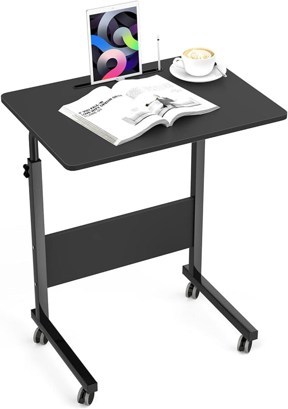 SogesGame Side Table,31.5in/21.6in Adjustable Laptop Stand Portable Cart Tray Bedside Computer Table,Sofa Side Bed Table with Wheels - LeafyLoom