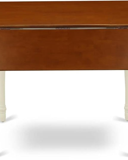 East West Furniture Monza Modern Kitchen Rectangle Dining Table Top with Dropleaf & Stylish Legs, 36x54 Inch, Buttermilk & Cherry - LeafyLoom