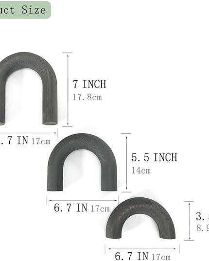 3Pcs wood arch Decor Accents - Decorative home table Arch Modern boho Minimalist Coffee table bookshelf living Room Entryway aesthetic Decorations Objects - LeafyLoom
