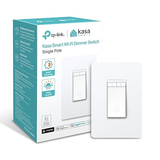 Kasa Matter Smart Dimmer Switch: Voice Control w/Siri, Alexa & Google Assistant | UL Certified | Timer & Schedule | Easy Guided Install | Neutral Wire Required | Single Pole | 2.4GHz Wi-Fi | KS225 KasaSmartbyTP-Link