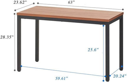 Writing Computer Desk Modern Simple Study Desk Industrial Style Laptop Table for Home Office Brown Notebook Desk (24x63 Inches) - LeafyLoom