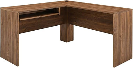 Modway Venture Mid-Century Modern L-Shaped Office Desk in Walnut - LeafyLoom