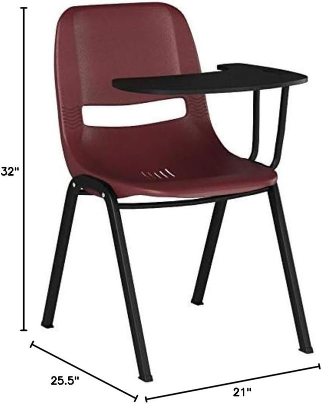 Flash Furniture HERCULES 5 Pack Burgundy Ergonomic Shell Chair with Left Handed Flip-Up Tablet Arm - LeafyLoom
