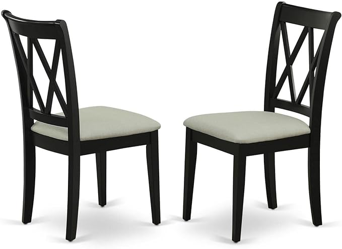 East West Furniture DLCL5-BLK-C Dublin 5 Piece Room Set Includes a Round Dining Table with Dropleaf and 4 Linen Fabric Upholstered Chairs, 42x42 Inch, Black - LeafyLoom