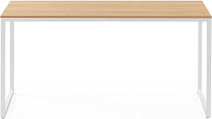 ZINUS Jennifer 63 Inch White Frame Desk / Computer Workstation / Office Desk / Easy Assembly, Natural - LeafyLoom