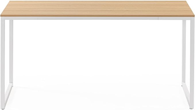 ZINUS Jennifer 63 Inch White Frame Desk / Computer Workstation / Office Desk / Easy Assembly, Natural - LeafyLoom